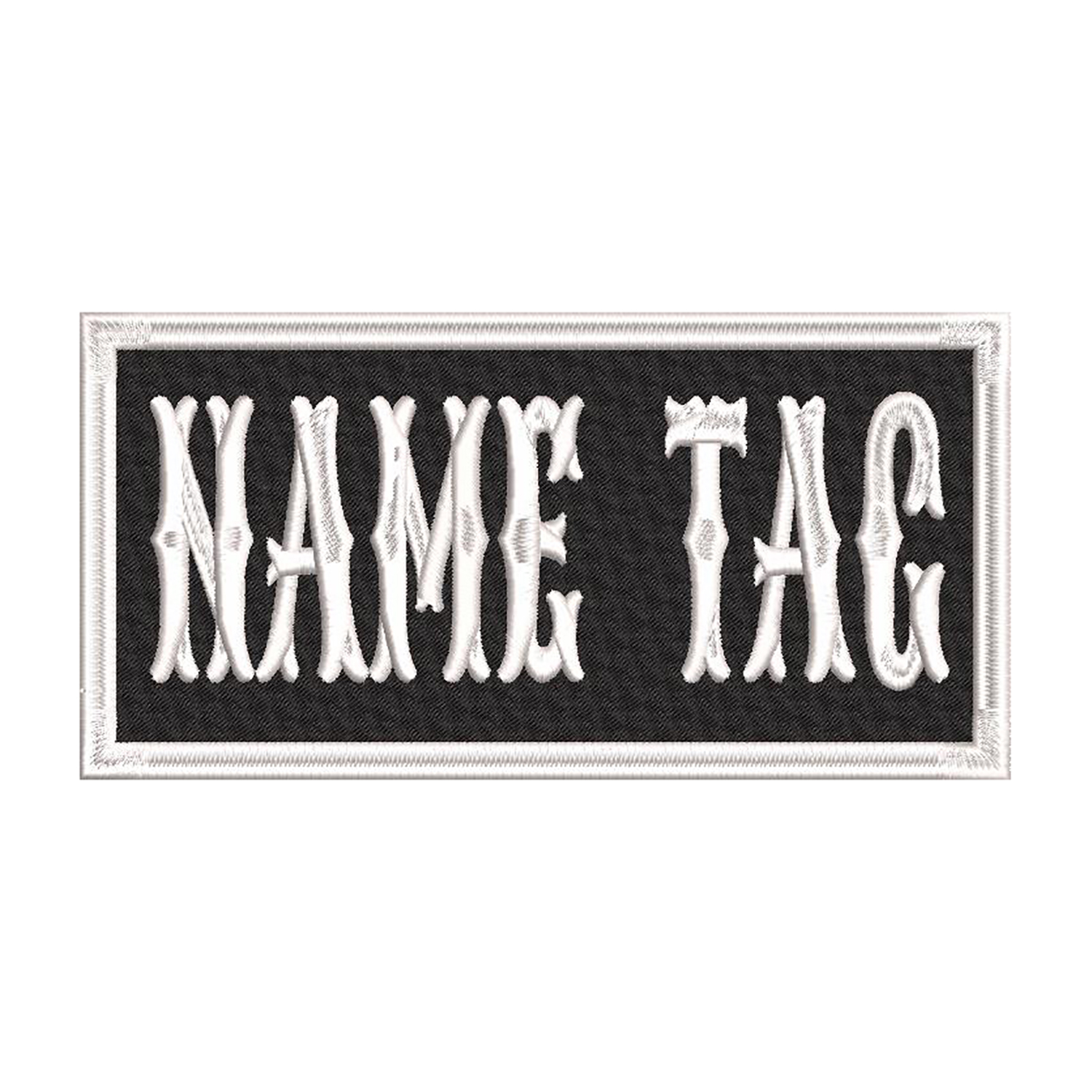 Embroidered 5 x 4 Name Tag Patch WHITE GLOW IN DARK W/ VELCRO