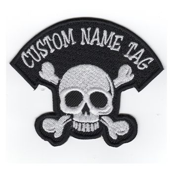 NC PATCHES Custom Name Embroidered Skull Biker Patch