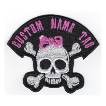 Custom Embroidered Girl Skull Name Tag Biker Patch