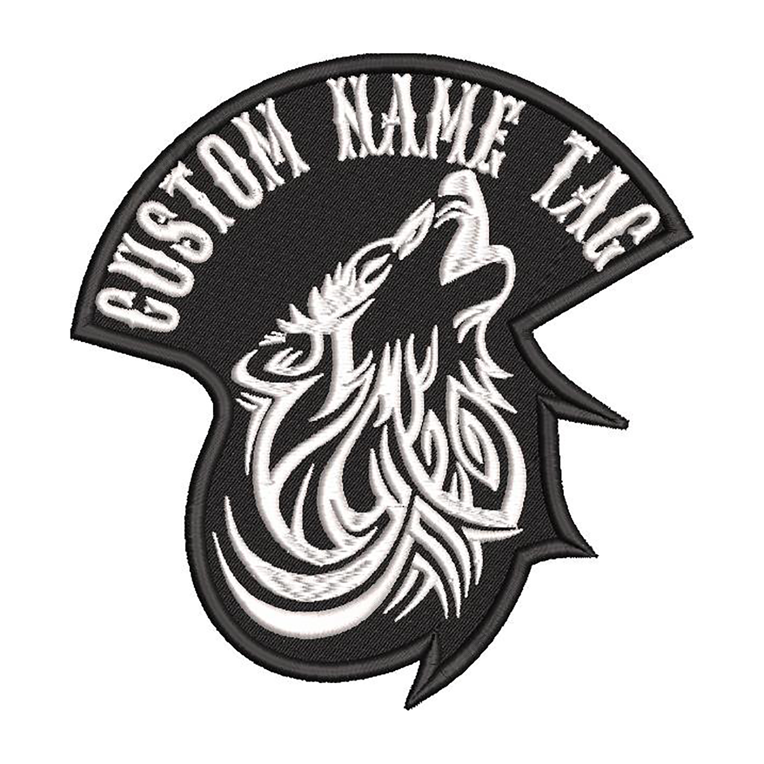 Custom Embroidered Tribal Wolf Name Tag Biker Patch
