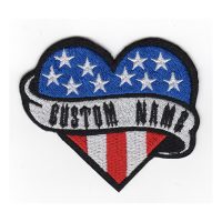 USA Flag Heart Custom Name Tag Biker Vest Patch