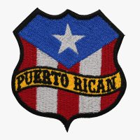PUERTO RICAN FLAG BANNER SHIELD BIKER MC PATCH