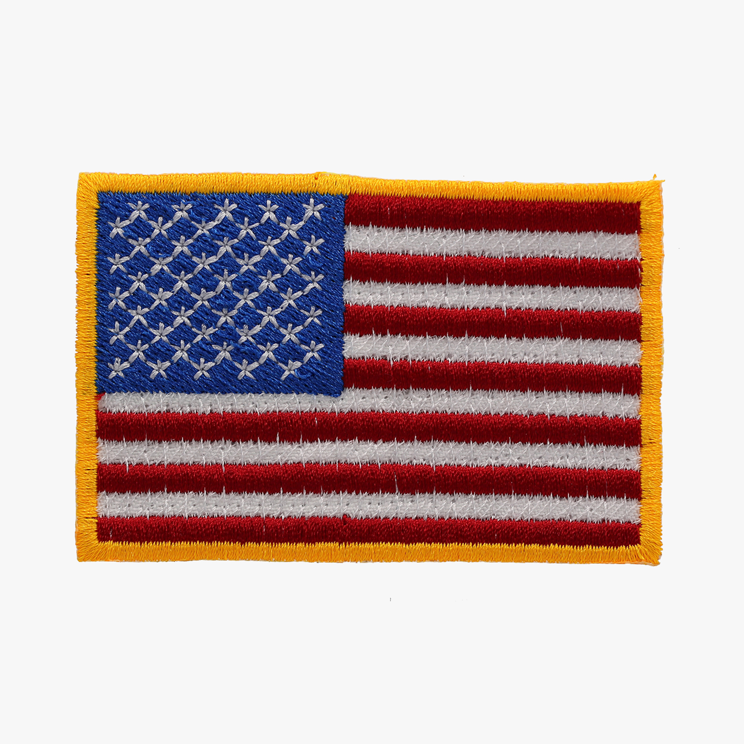 USA American Flag Iron On Patch Red White Blue Gold Border Police Fireman Biker 