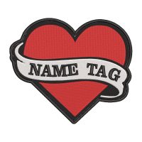Embroidered Heart Custom Flag Name Tag Biker Vest Patch