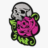 Fuchsia Rose Skull Embroidered Women Vest Patch