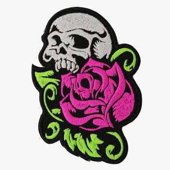 Fuchsia Rose Skull Embroidered Women Vest Patch