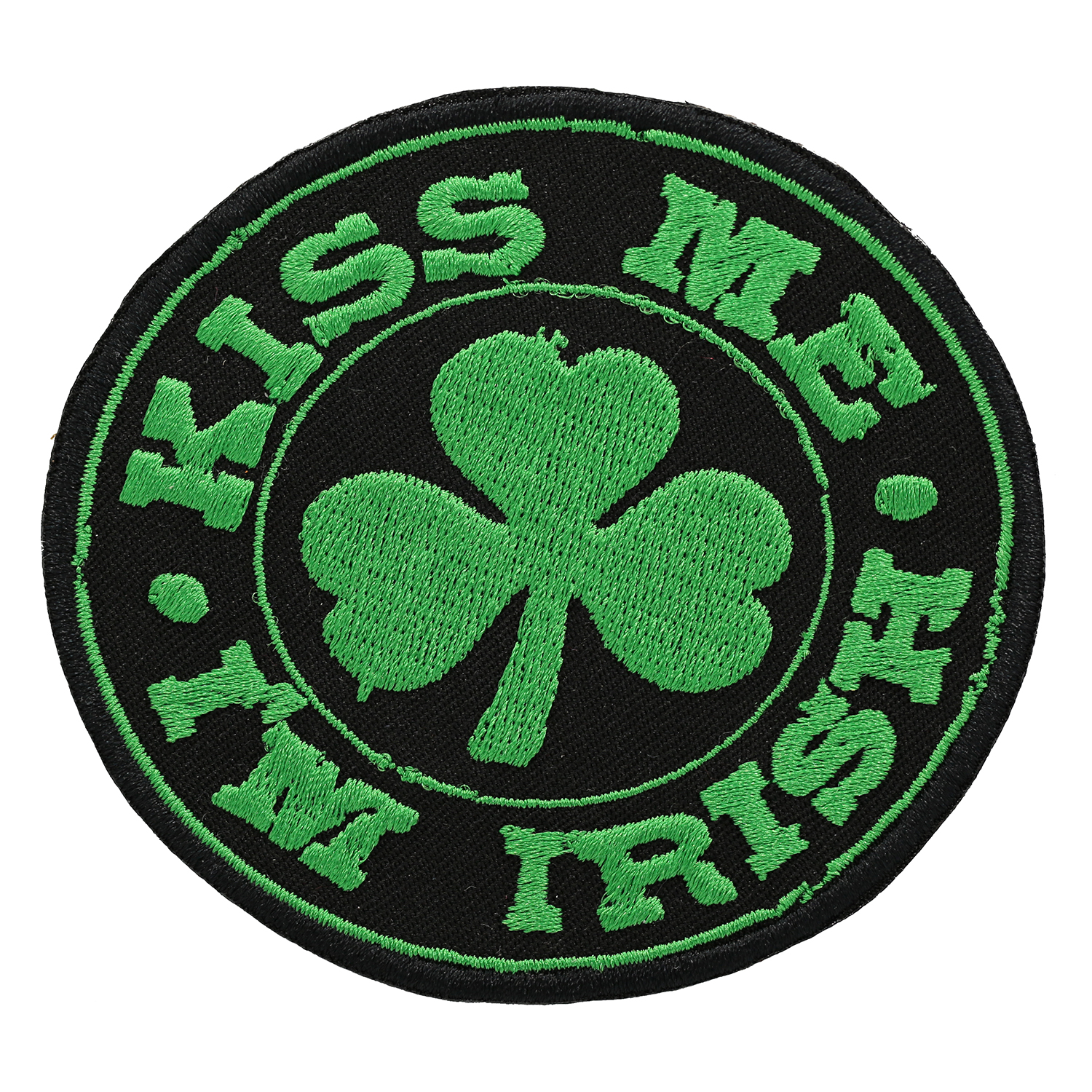 KISS ME I'M IRISH GREEN CLOVER EMBROIDERY BIKER PATCH