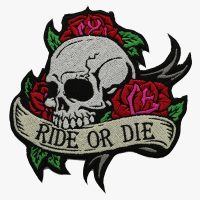Ride or Die Skull with Roses BIKER NC PATCHES