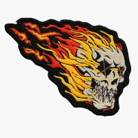SKULL ON FIRE EMBROIDERED BIKER NC PATCHES