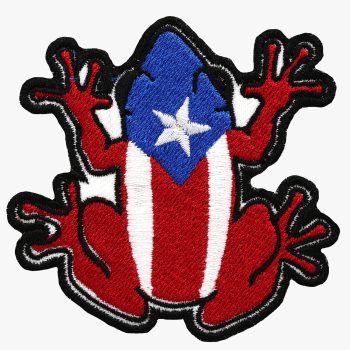 PUERTO RICO BIKER COQUI FLAG EMBROIDERED PATCH
