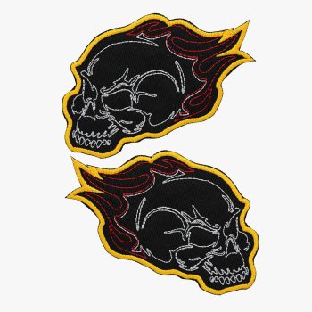 TWO FLAME BIKER SKULL embroidered PATCH
