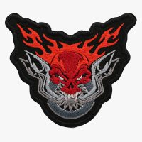 FLAME PIPES & SKULL Biker Vest Embroidered Patch