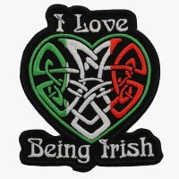 I LOVE BEING IRISH FLAG BIKER EMBROIDERED PATCH