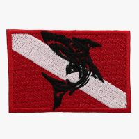 Diving Shark Flag Embroidered Cut Patch