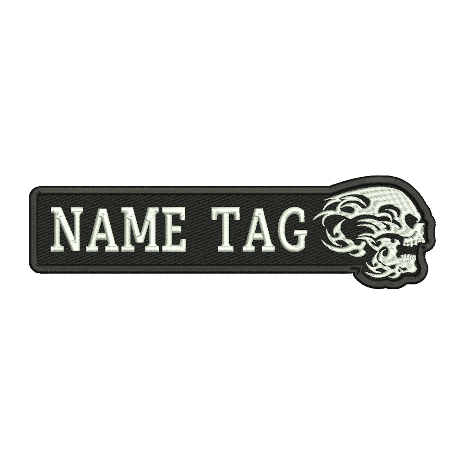 Flame Skull Custom Name Tag Biker Vest Patch