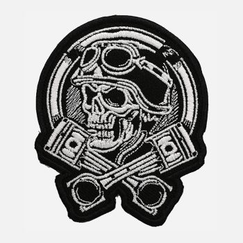 Racing Piston Skull Embroidered Biker leather Vest Patch
