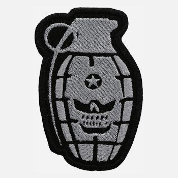 Hand Grenade Skull Embroidered Biker Vest Patch