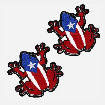 2 Puerto Rico Mini Coquí Flag Biker Embroidered Patch