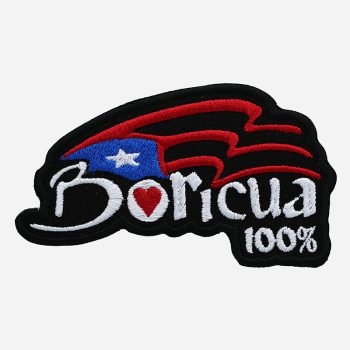 Boricua 100 Percent Motorcycle Rider Embroidered Cut Patch