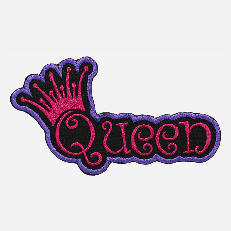 Crown Queen Embroidered Lady Biker Patch