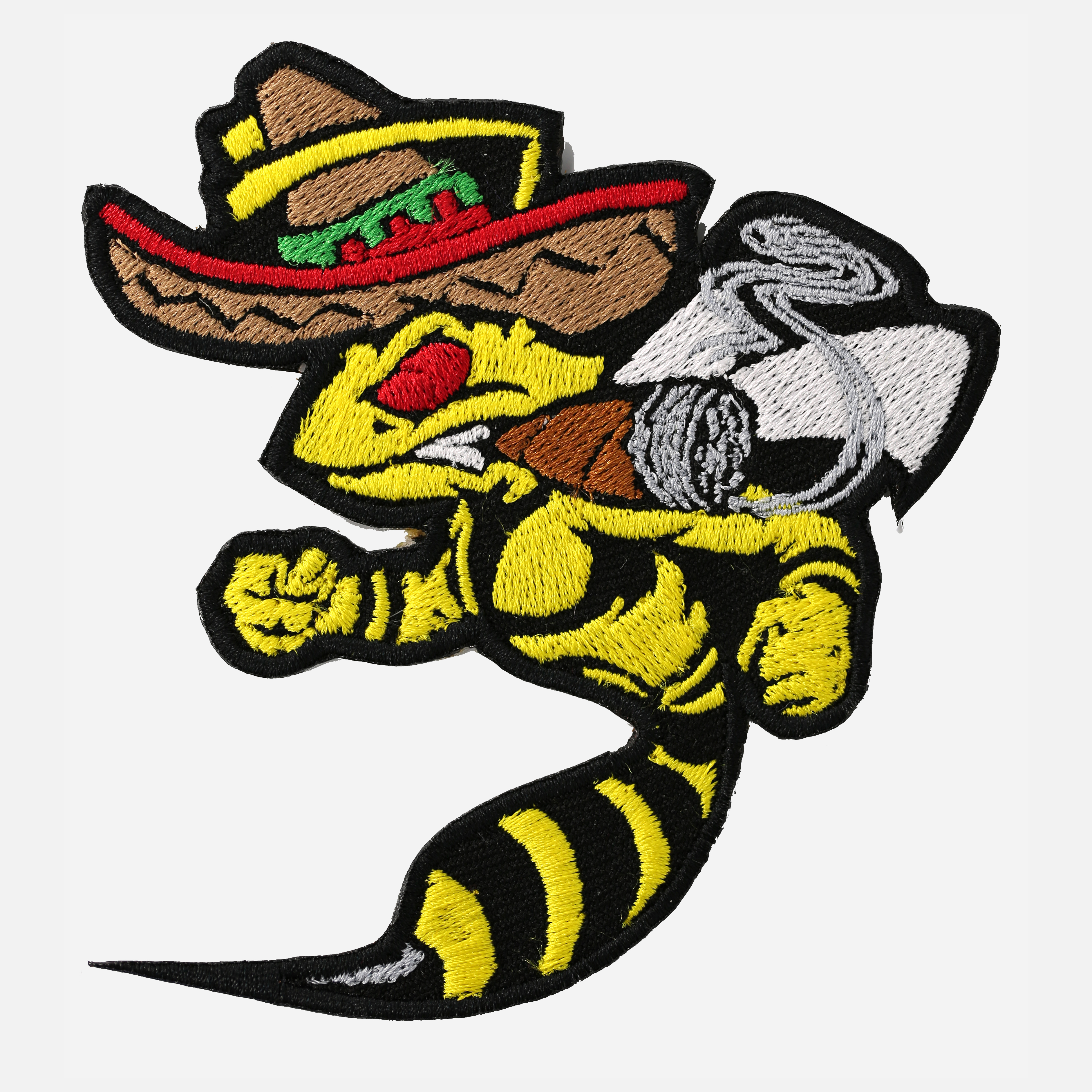 Mexican Bee Motorcycle Rider Embroidered Cut Patch