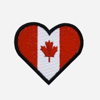 Canadian Flag Heart Embroidered Biker Leather Vest Patch