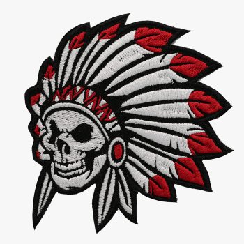 Indian Chief Skull Embroidered Biker Leather Vest Patch