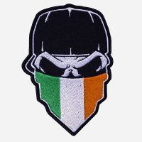 Skull With Cap And Ireland Flag Bandanna Embroidered Patch