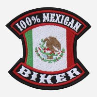 100 Percent Mexican Biker Embroidered Vest Patch