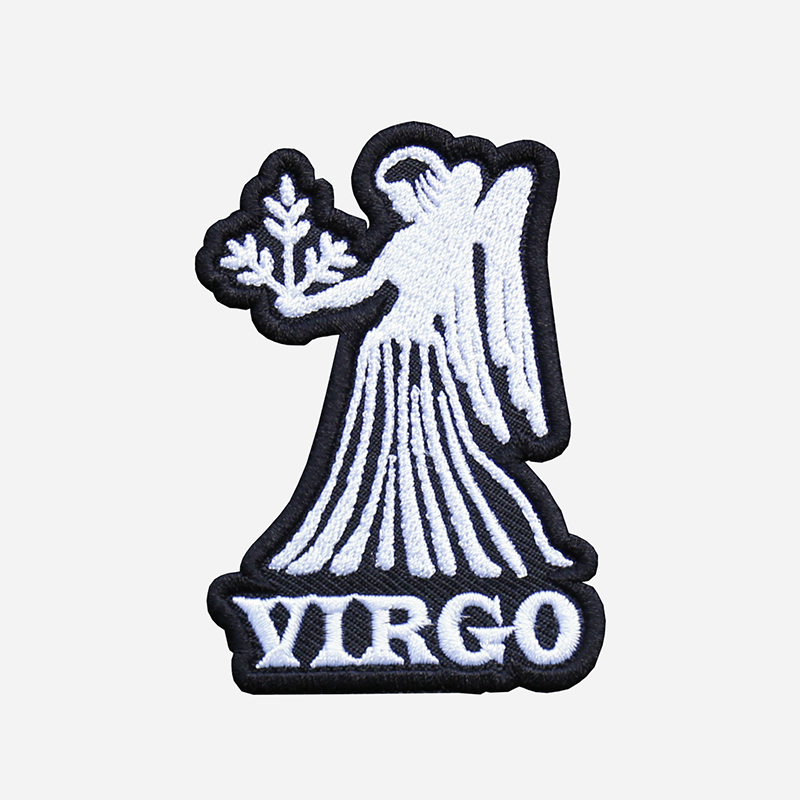 Virgo Embroidered Biker Leather Vest Zodiac Symbol Patch