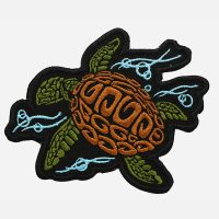 Sea Turtle Motorcycle Rider Embroidered Cut Patch