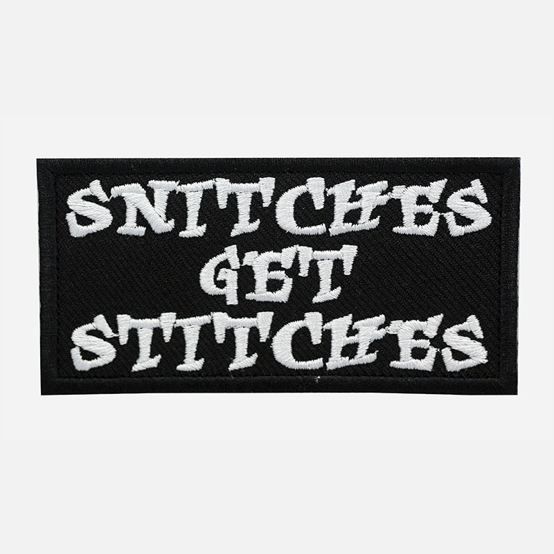 Snitches Get Stitches Embroidered Biker Vest Patch