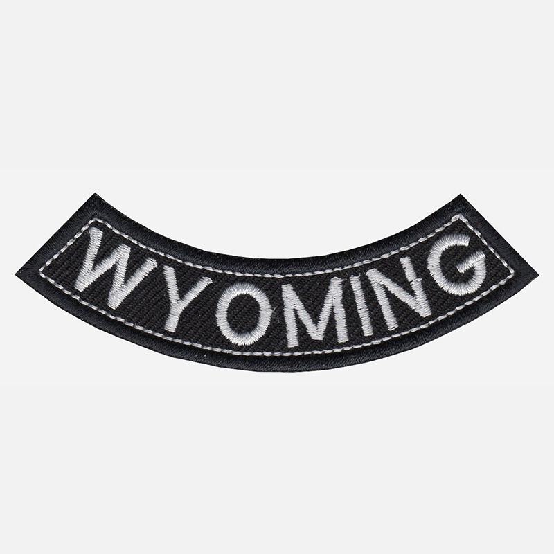 Wyoming Mini Bottom Rocker Embroidered Vest Patch