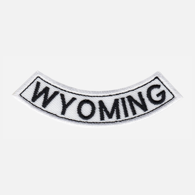 Wyoming Mini Bottom Rocker Embroidered Vest Patch