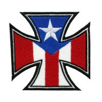 Iron Cross Puerto Rico Flag embroidery Patch