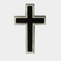 Black and White Christian Cross Embroidered Patch