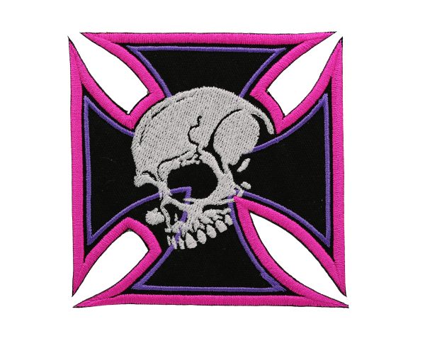 Lady Iron Cross Skull Embroidered Patch